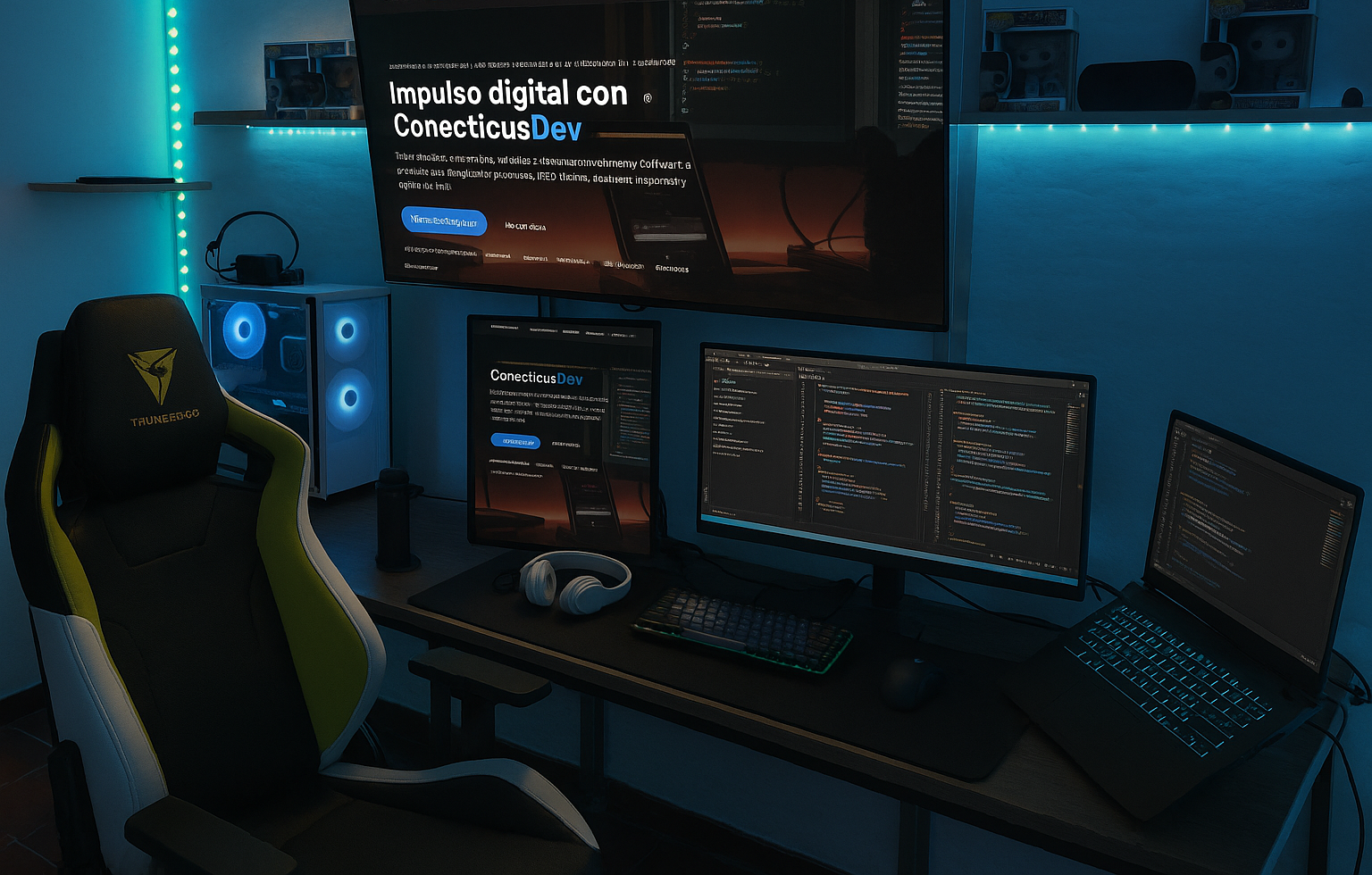 Equipo pequeño trabajando en tecnología